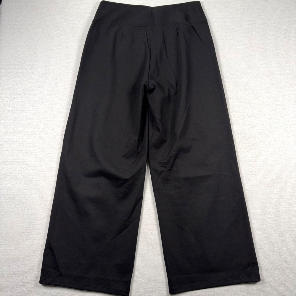 Eileen Fisher Washable Flex Ponte Wide-Leg Pant Womens Size PM Black 28.5" Long